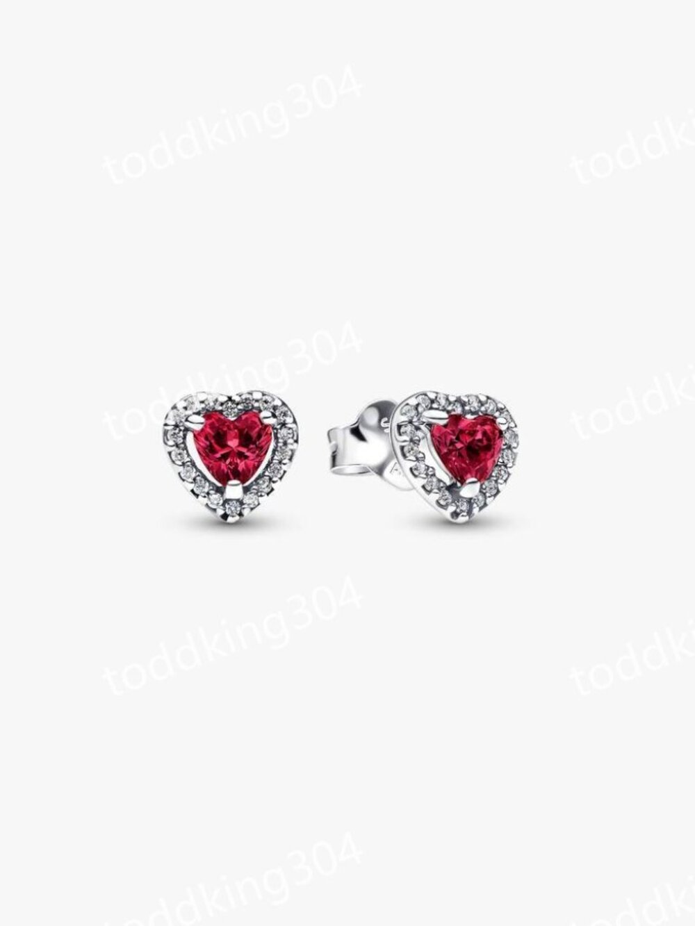 Elevated Red Heart Stud Earrings